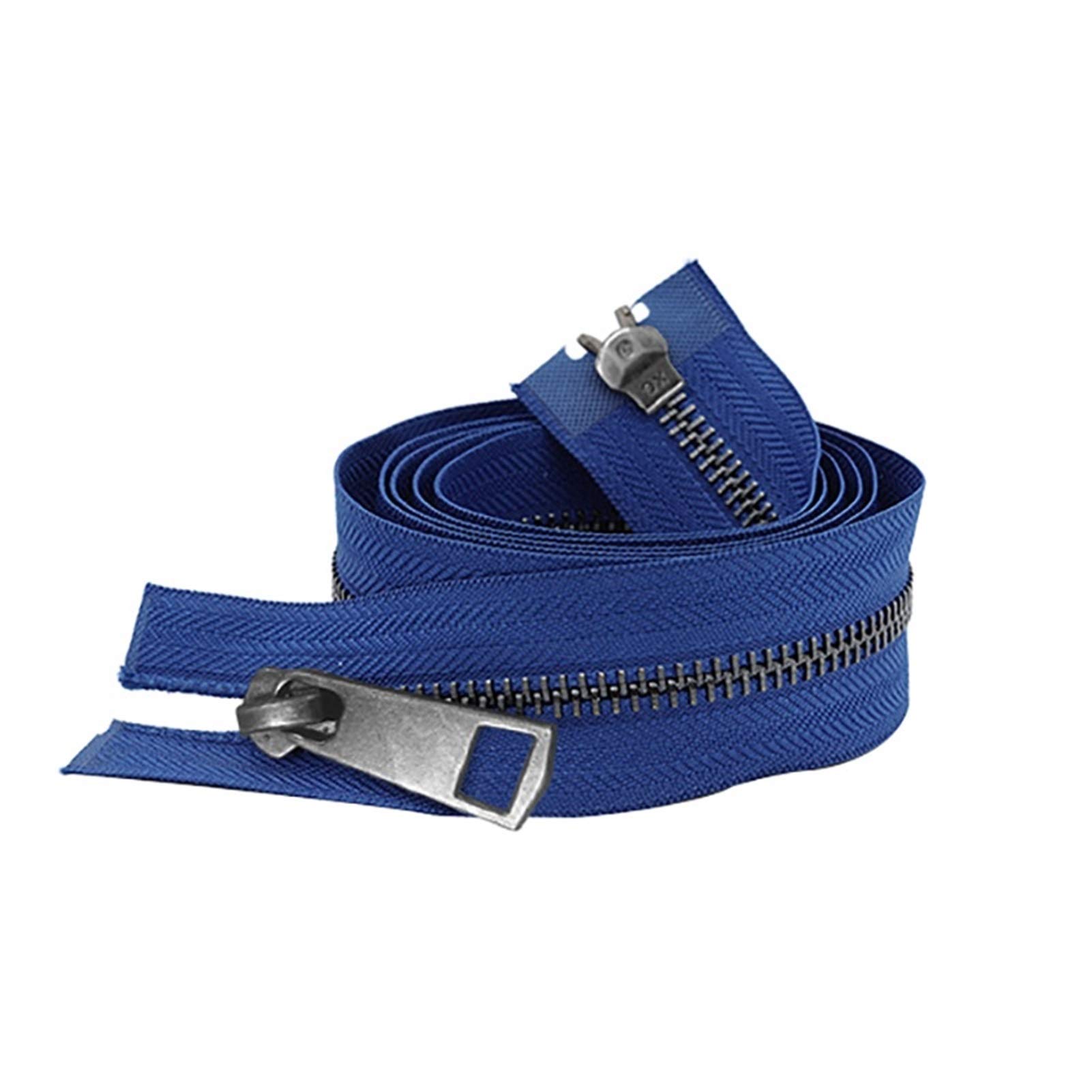 Premium-Metallreißverschluss, Kunststoffreißverschluss 5#, bunt, offene Doppelschieber, schwarzer Metallreißverschluss, DIY-Handarbeit, for Stofftaschenschuhe, 30–80 cm, for Nähen(Navy)