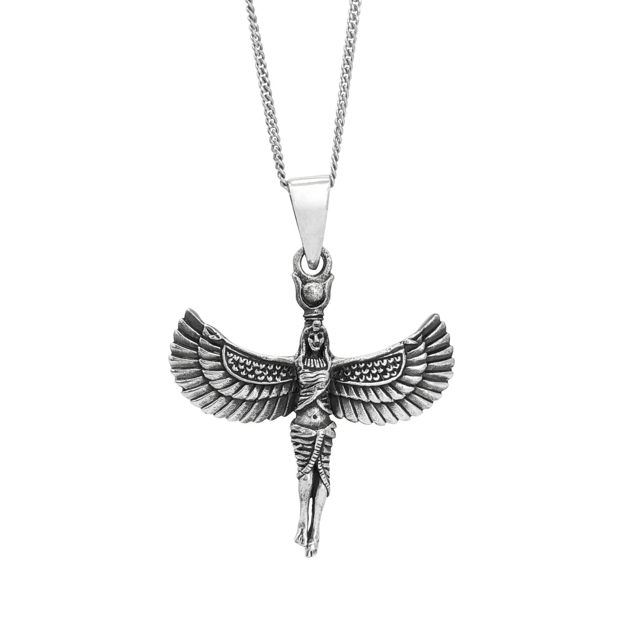 Collana Argento 925 Con Ciondolo Dea Iside Alata Egizia - Corniola Simulata - Beach Life Treasures