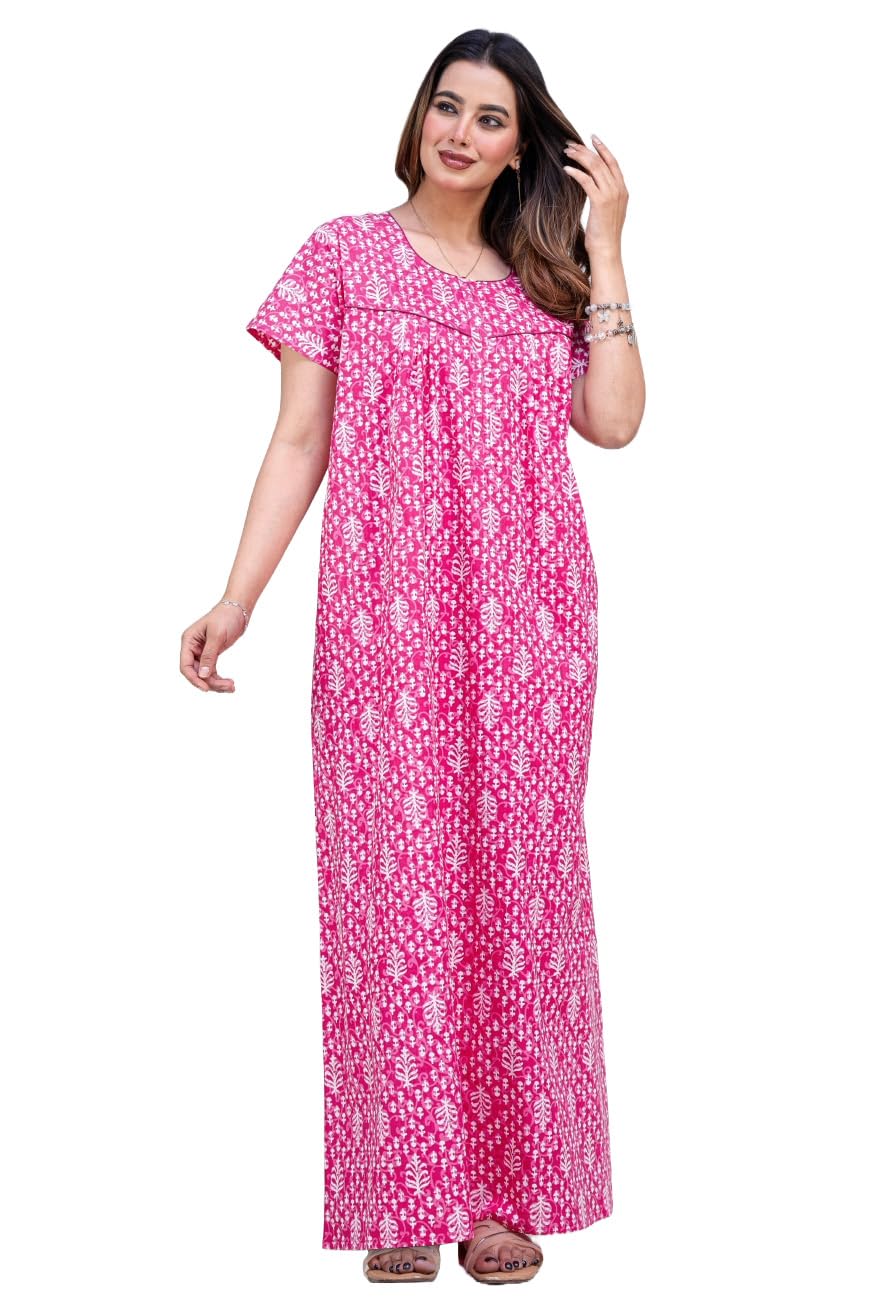 urali Women's Printed 100% Cotton Night Gown-picture-7