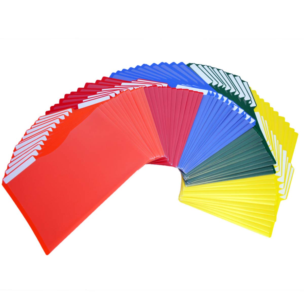 Ultimate Office Heavy-Duty Project Files, 3rd-Cut, Letter Size, Sealed on Two Sides with Clear Front Panel, Holds 100 Sheets, Assorted (Set of 60)