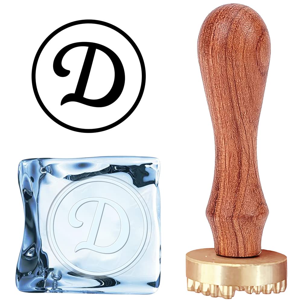 CRASPIRE Ice Stamp Letter D Cube Branding with Removable Brass Head & Wood Handle Vintage 1.1 for Cubes Cocktail Whiskey Mojito Drinks Bar Making DIY Crafting