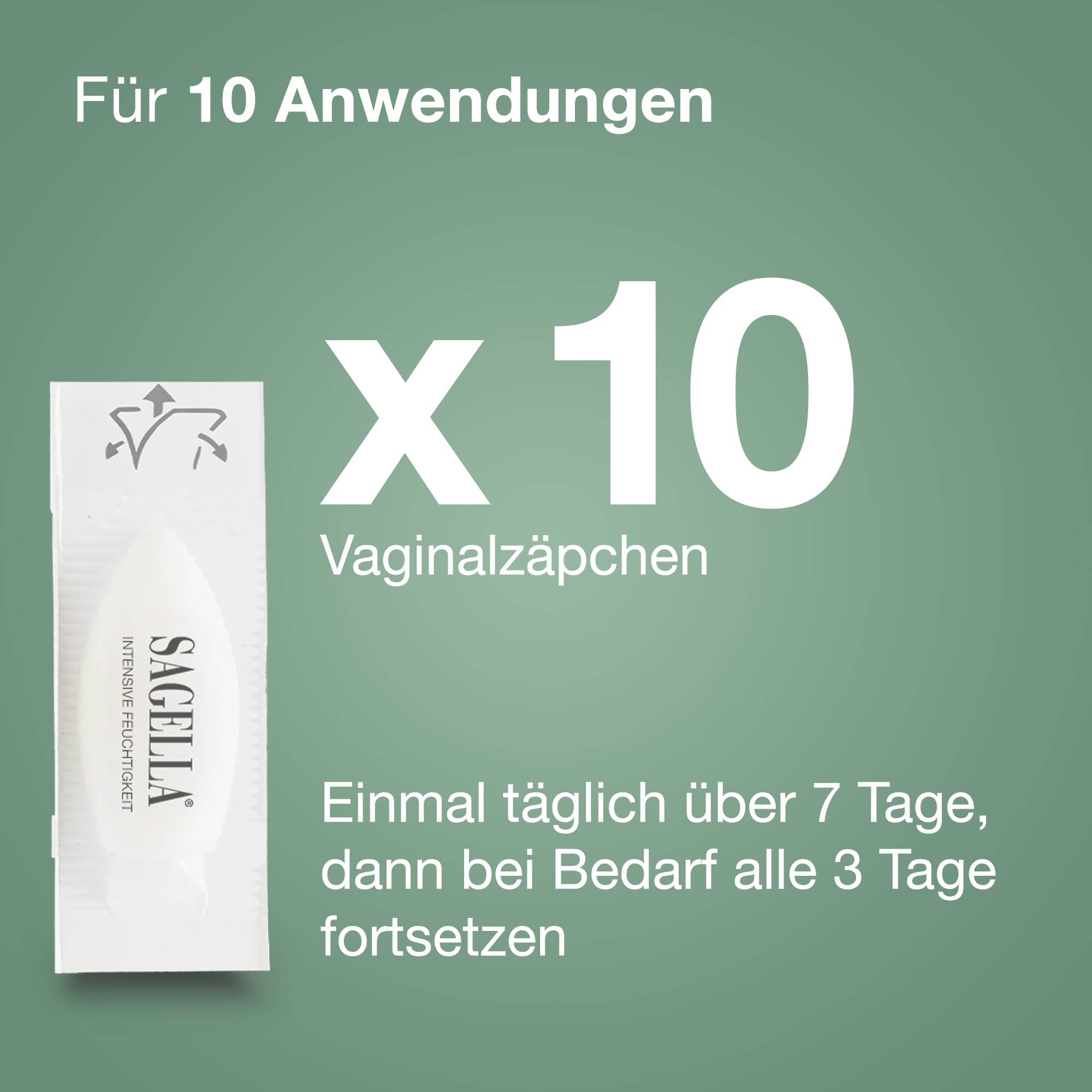 SAGELLA® poligyn 50+ Intensive Feuchtigkeit Vaginalzäpfchen - Hormonfrei - Linderung bei Trockenheit und Beschwerden in den Wechseljahren - Mit Hyaluronsäure und Aloe Vera - 10 Zäpfchen x 2 g