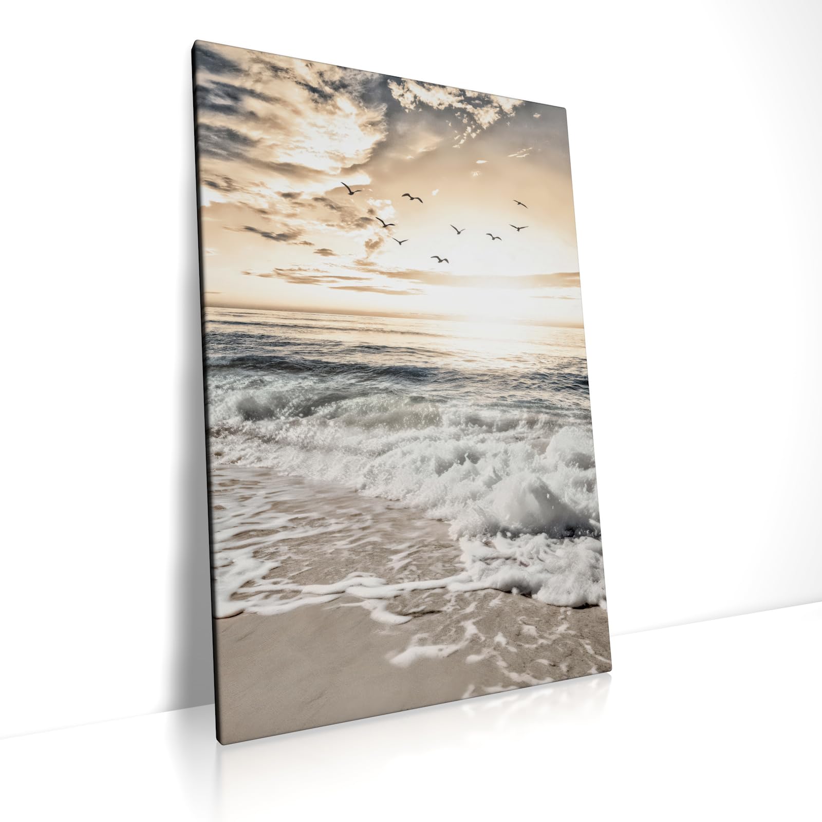 Gerahmte Strand-Wandbilder – Set Mit 3 Leinwänden, 61x91 Cm, Ozean & Sonnenaufgang