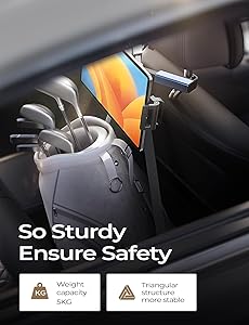 LISEN Tablet Holder for Car Headrest, iPad Car Holder Back Seat Travel Accessories Long Road Trip Essentials for Kids Black, Tablet Stand for iPad Pro Air Mini Galaxy Fire 4.7-12.9" Devices