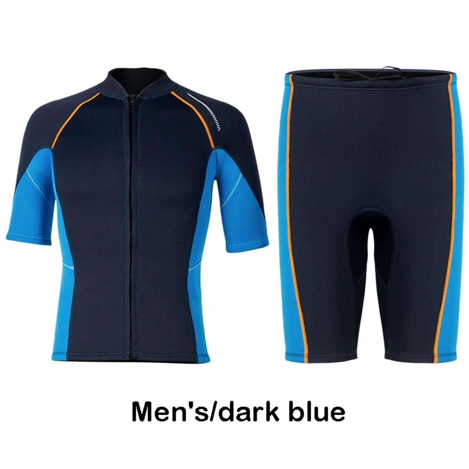 Combinaison néoprène Fendue 1,5 mm for Homme, Manches Courtes, Veste Anti-Froid, Surf, plongée, Pantalon Noir Court(Blue Top,L)