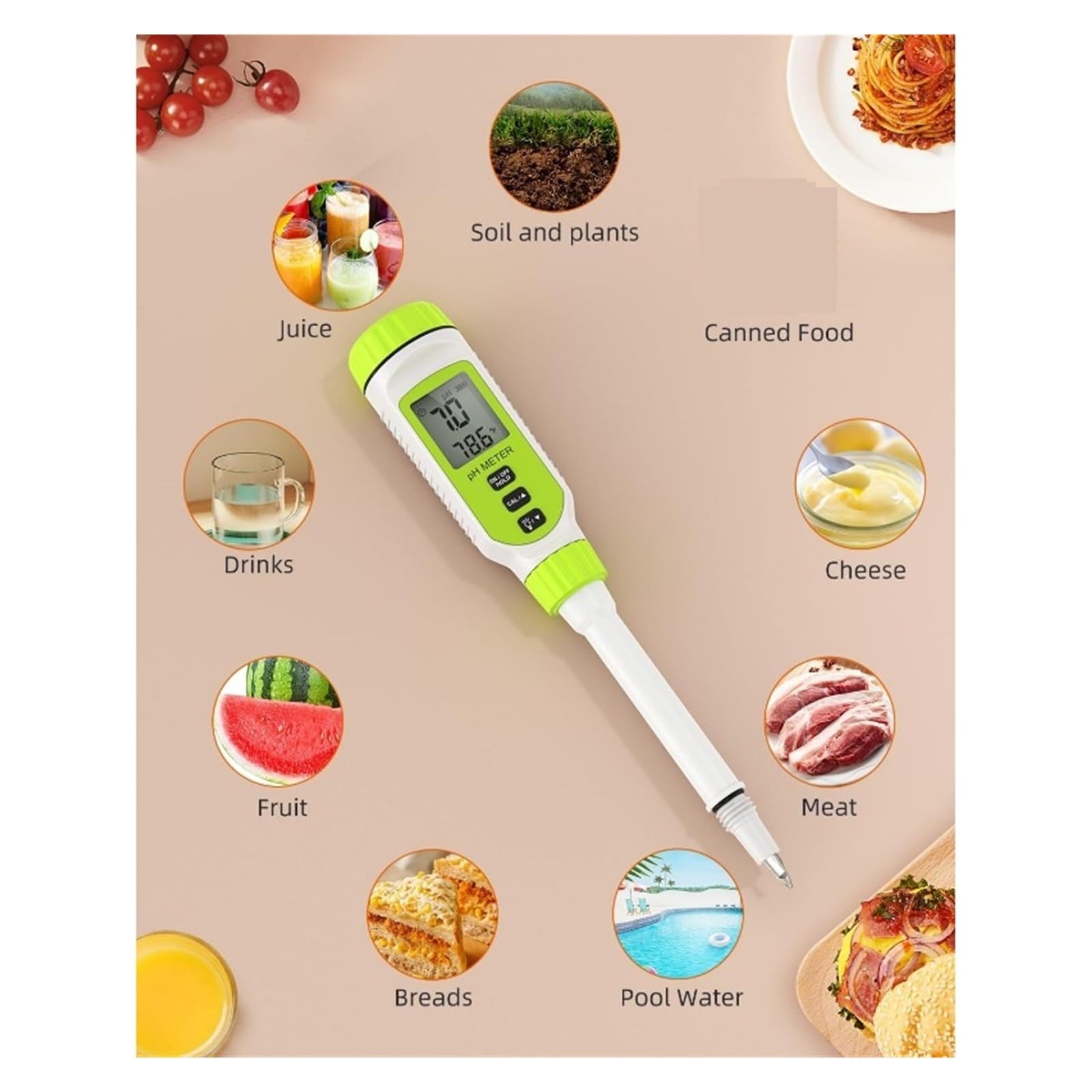 Testeur de qualité de l'eau Testeur de pH numérique Multifonction, kit de Test de pH de Sol de Jardin de Haute précision avec écran LCD ℃/℉