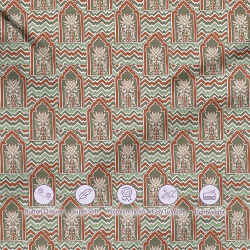 Image of Trance Home Linen 100% Cotton Printed Zippered ONLY Single Size Duvet Cover /Blanket Cover /Quilt Cover | Comforter Cover /Razai Cover | (60 x 92 Inch | Mihrab Green)