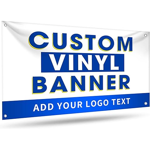 Custom Vinyl Banners and Signs Customize Outdoor, Personalized Banner with Logo Text for Party Birthday, Customized Banner Decoration for Business Graduation Wedding Event 2'x2'