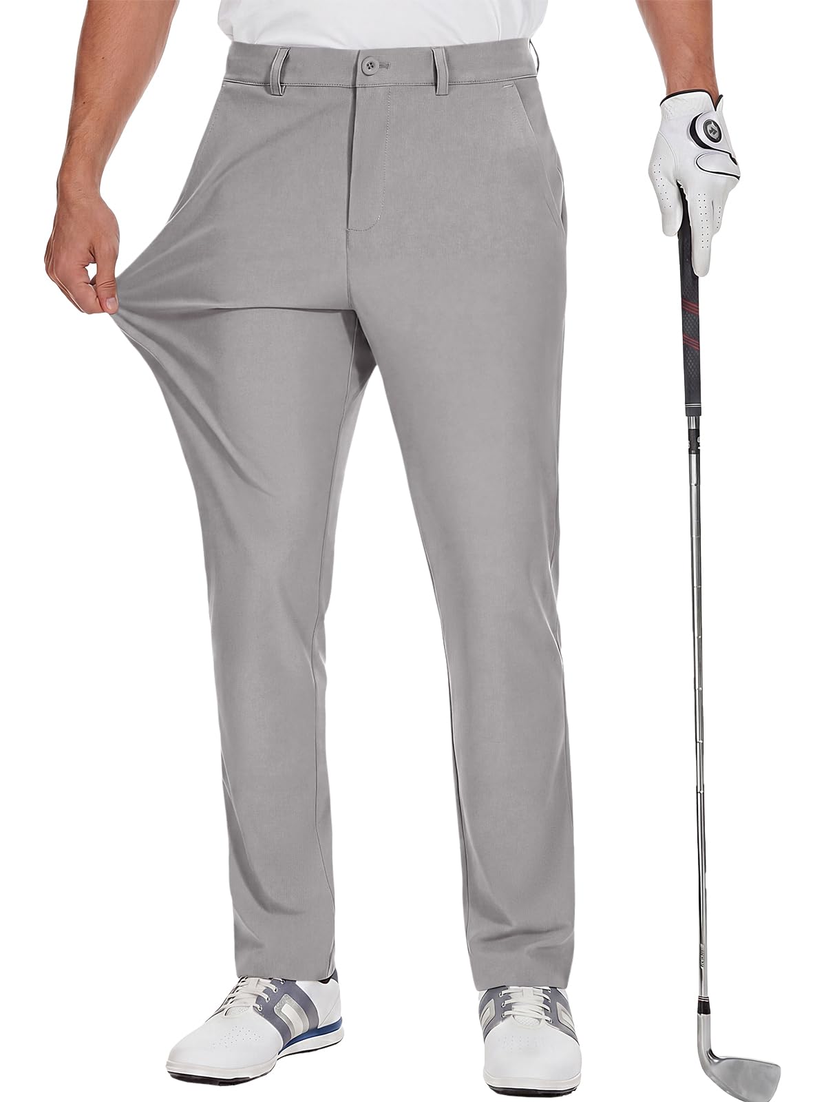 Runcati Mens Golf Pants Stretch Work Dress Pants 30"/32" Lightweight Quick Dry Casual Slacks Trousers with Pockets