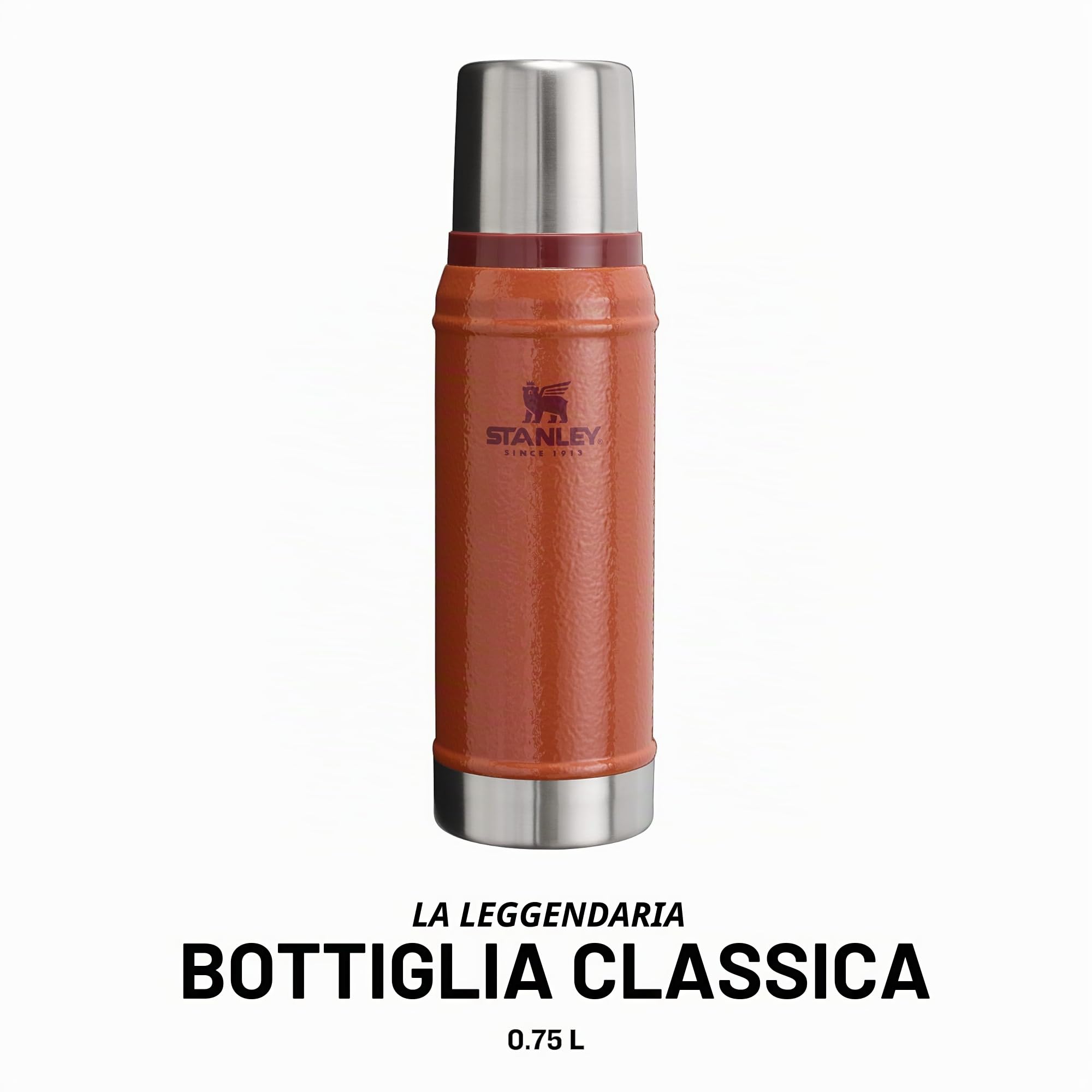 Stanley 1913 Classic Legendary Thermos 0.75L - Hammertone Clay | Mantiene La Temperatura 20 Ore (Caldo/Freddo) - Borraccia Termica 750 ml - Senza BPA - Acciaio Inox - Termos