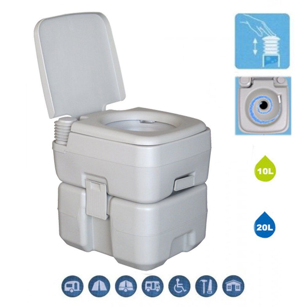 Upgraded Flushing Camping Toilet,Splash-Free Dumping, Large Capacity Waste Tank for RV/Boat/Truck/Healthcare (41.5 x 36.5 x 42) cm (L x W x H)