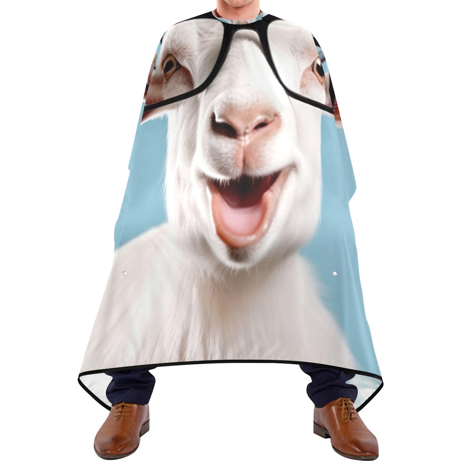 Hezely Goat in Glasses Hair Dye Cape, Barber Cape for Adults,Waterproof Salon Cape,Waterproof Hairdressing Styling Hair Cutting, 65
