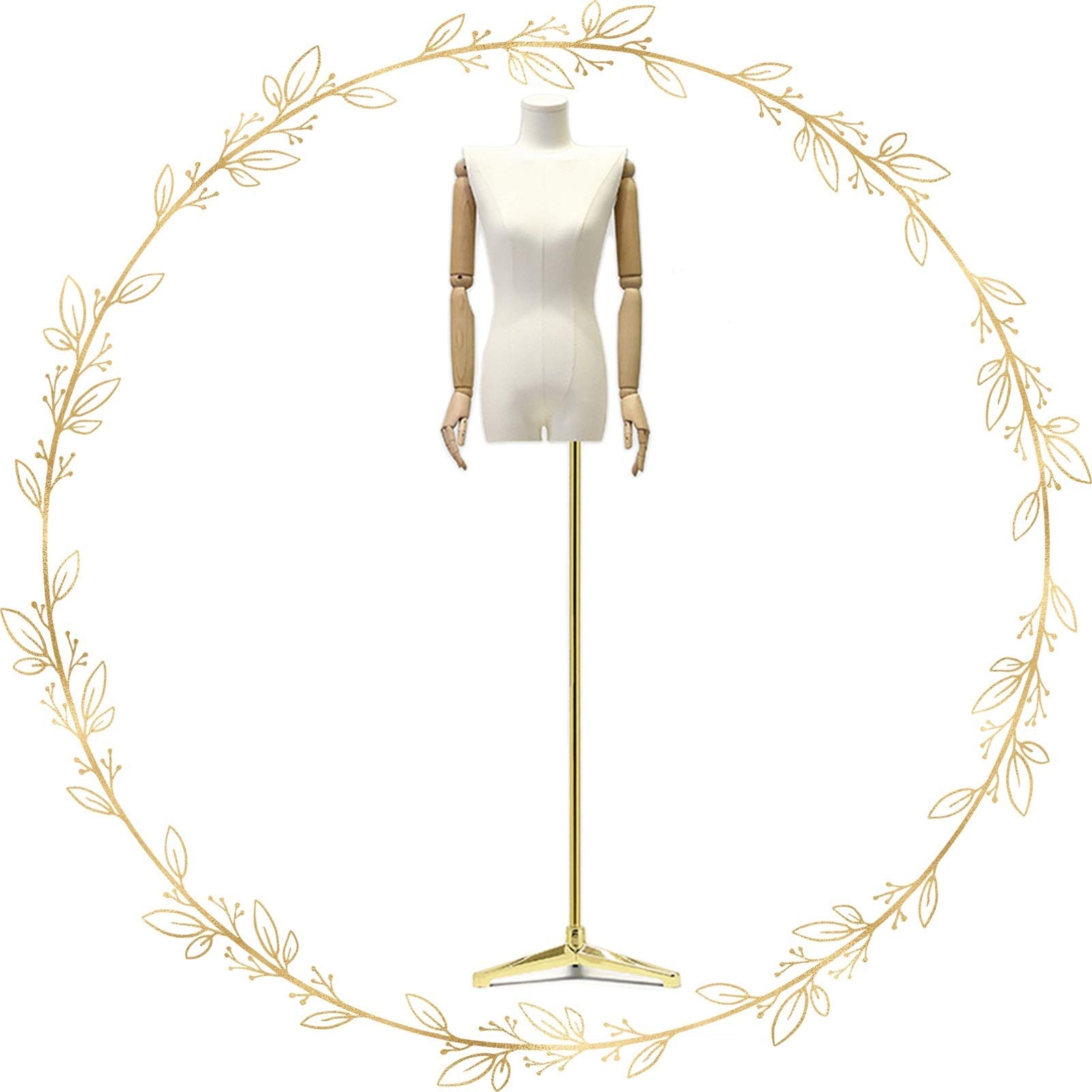 OTQEFTN Mannequins Torso, Height Adjustable Clothing Store Model Props Shop Window Linen Fabric Solid Wood Arm, 2 Colors