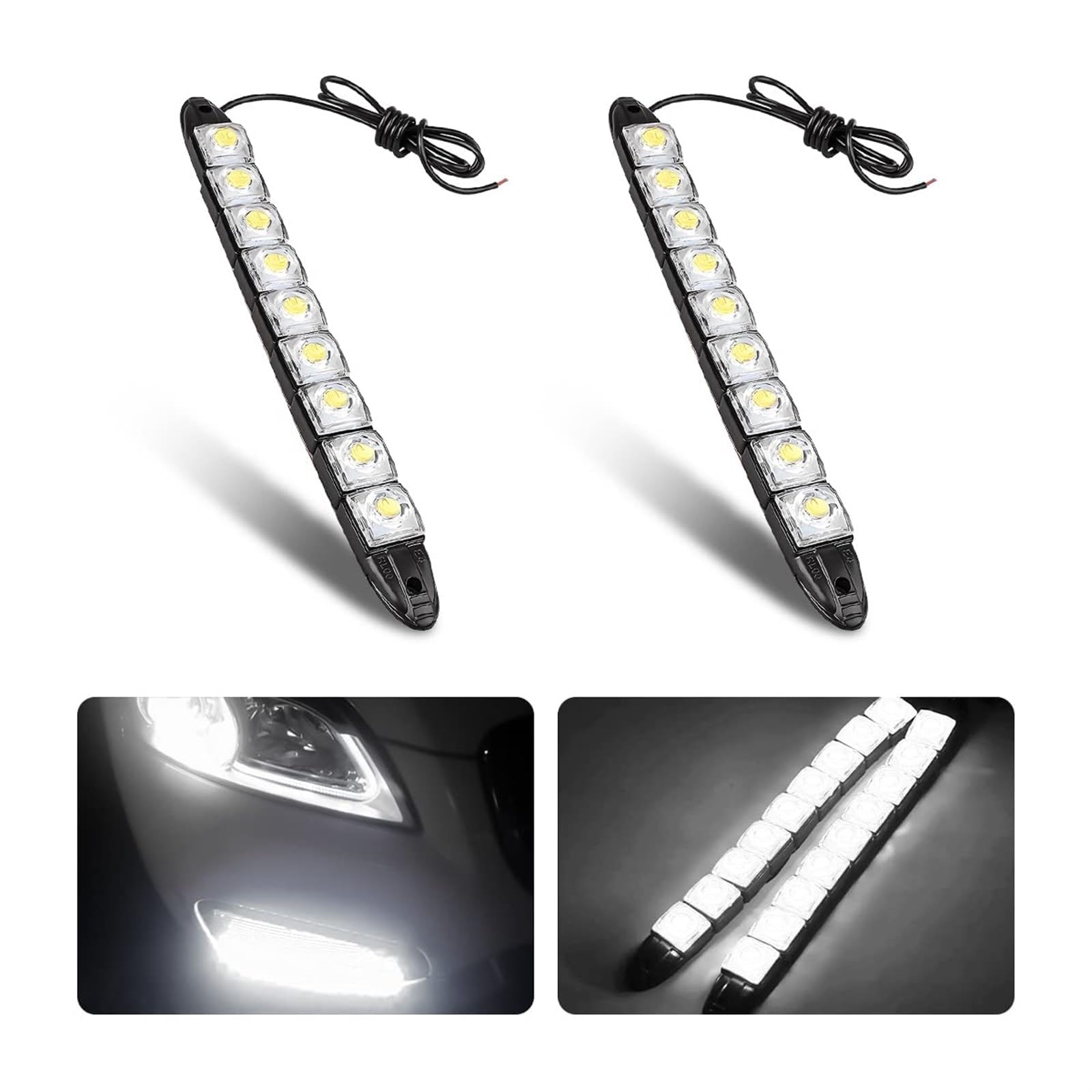 THE WHITE SHOP 2Pcs Flexible Bright Spot Fog Lamp,Daytime Running Strip Lights Kit, High Power Clearance Light, Auto Accessories Universal Fit Many Cars