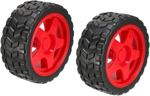 uxcell Neumáticos de rueda RC de goma de 2.559 in Robots modelo DIY 2pcs, rojo y negro