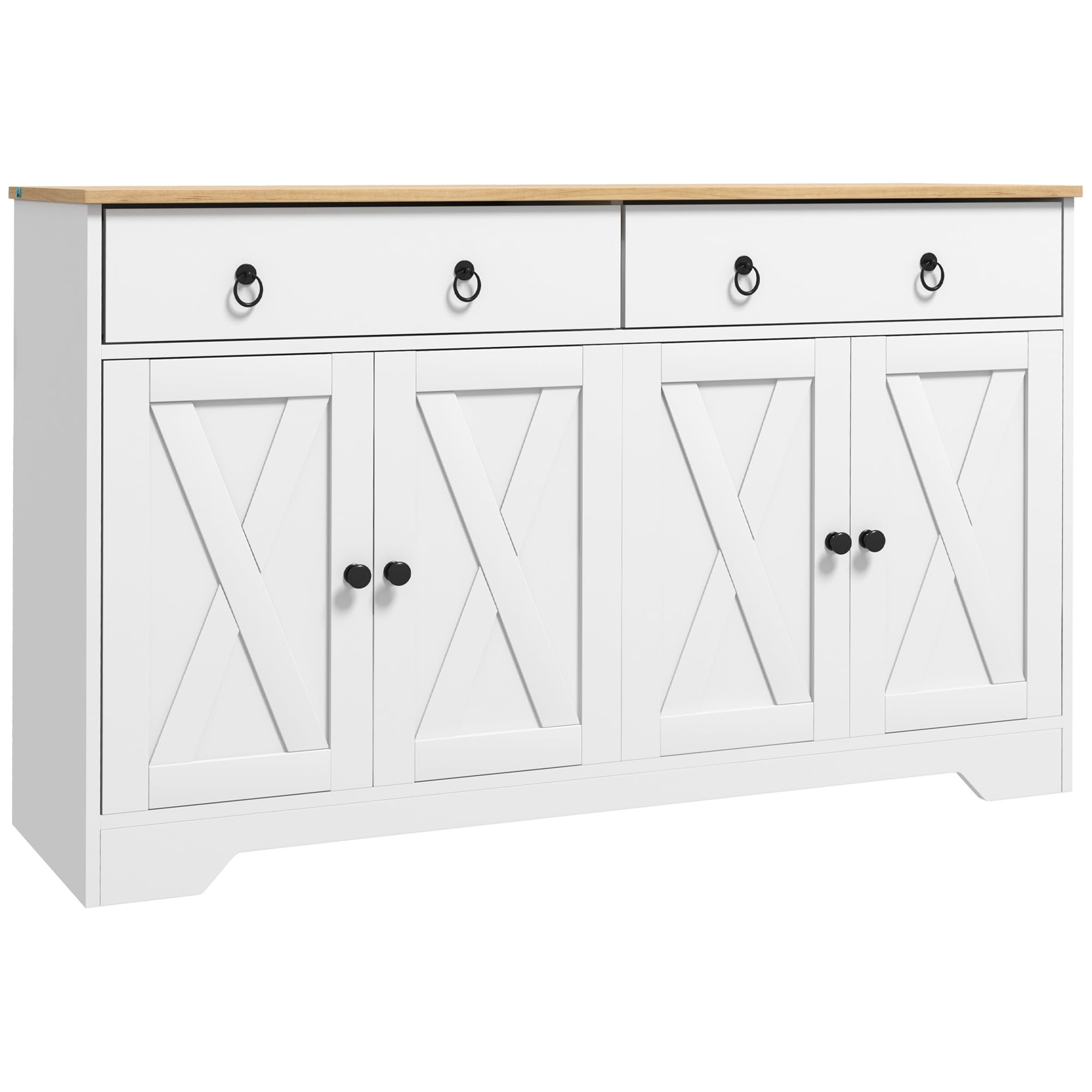 HOMCOM Mobiletto buffet 2 ante 121L x 37W x 75H cm Bianco