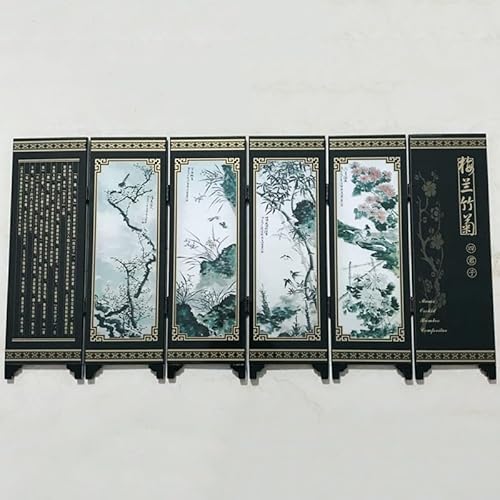 NbgrvB Divisorio pieghevole a 6 pannelli (48 x 24 x 06 cm, divisorio per pareti divisorie, design in legno con ventilazione, copertura espandibile per la casa, fiore