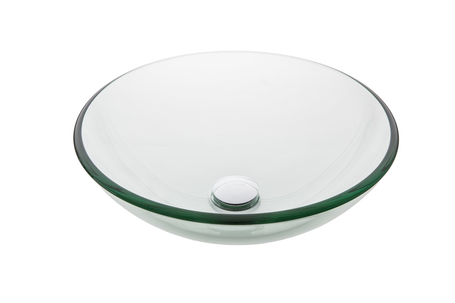 JGV12 Clear Tempered Glass Vessel Bathroom Sink With Pop-up Drain