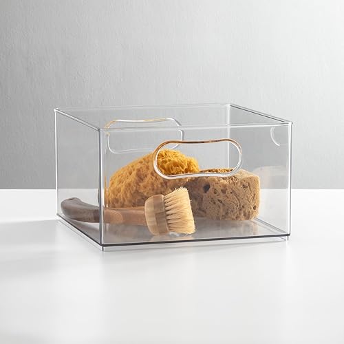 mDesign Contenedor organizador apilable de plástico profundo, organización de baño y ducha para gabinetes, estantes, mostrador o armario, capacidad