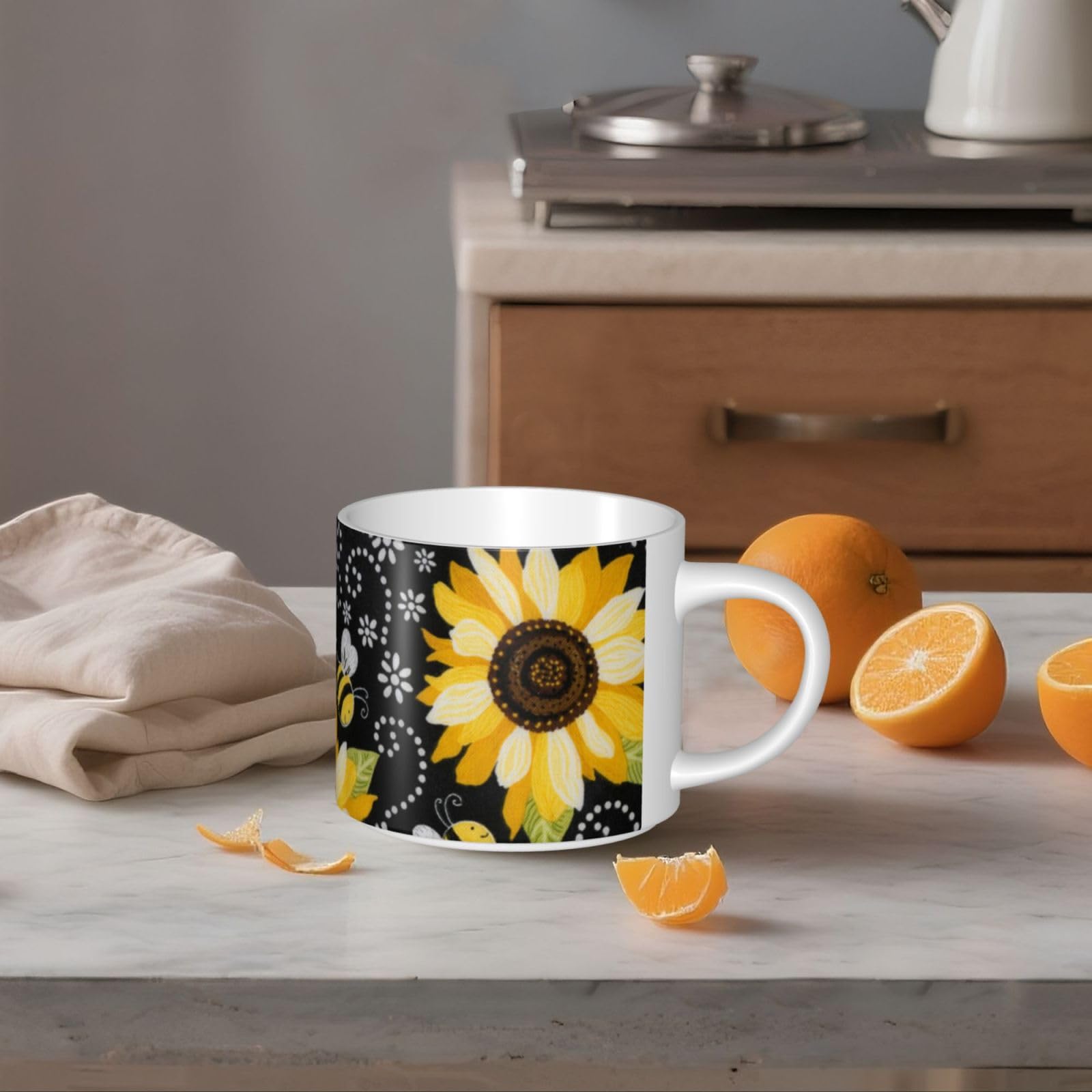 Pszczoły słonecznikowe drukowane kubki ceramiczne o dużej pojemności kubek do kawy
