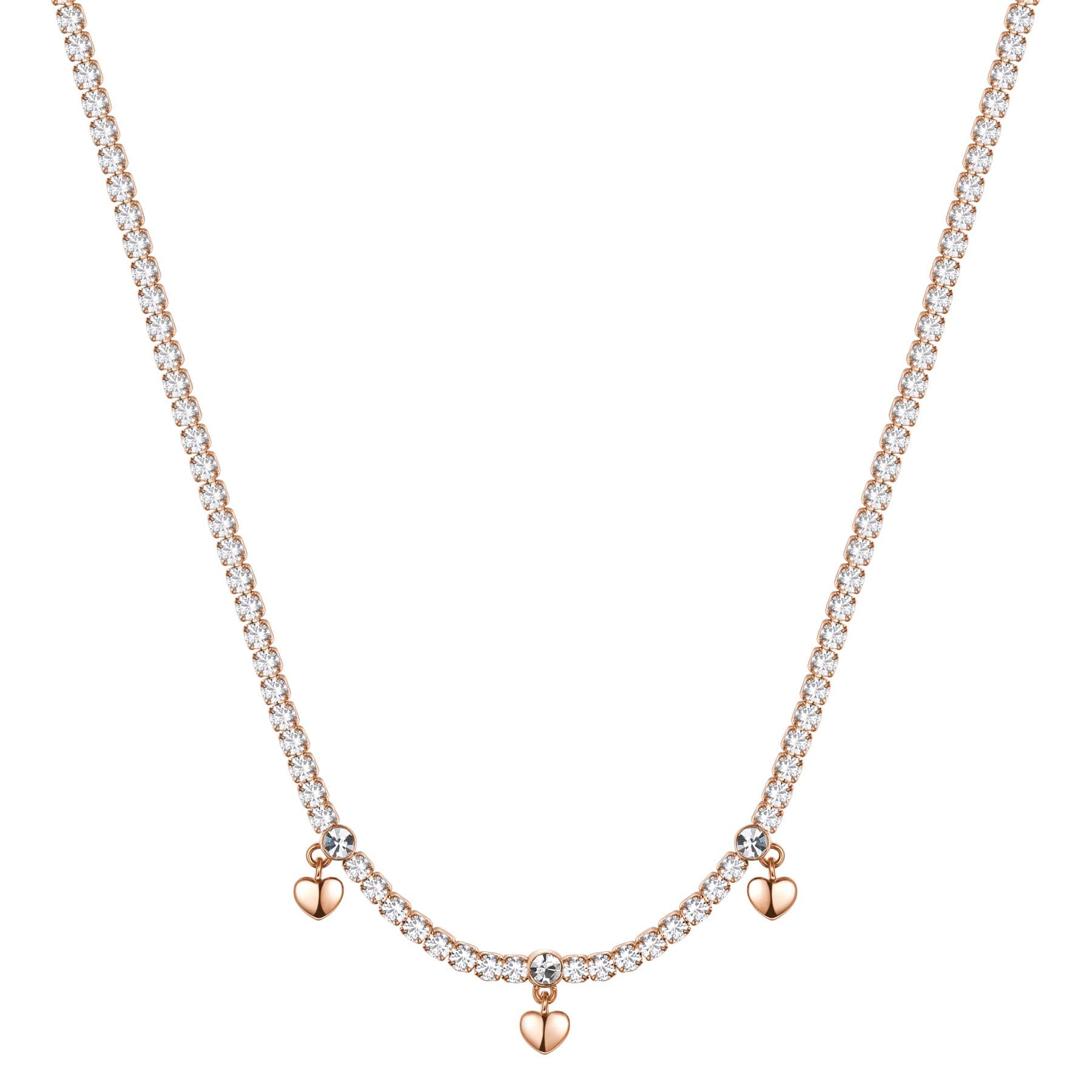 Brosway Collana Donna, Collana in Acciaio e Cristalli con Simbolo Cuore | Collezione Desideri - BEIN003