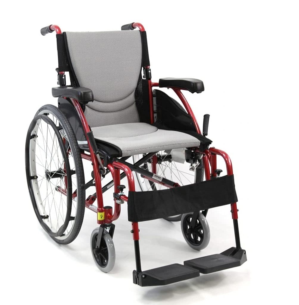Karman S-115 25 lbs Ultra Light Ergonomic Wheelchair with Removable Footrest Red Color