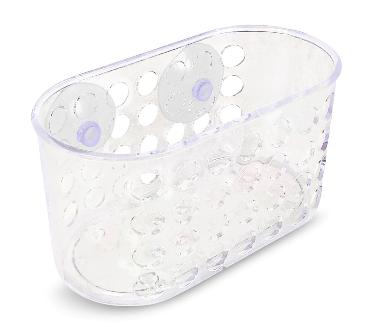 Tredoni Transparent Multicolored Suction Cup Large Sponge Holder Rack - Sink Soap/Scrubber Basket Rack Drainer Caddy (Large)
