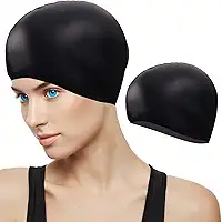 Toucas de natação para cabelos longos, toucas de natação de silicone durável para mulheres, homens, adultos, jovens, crianças