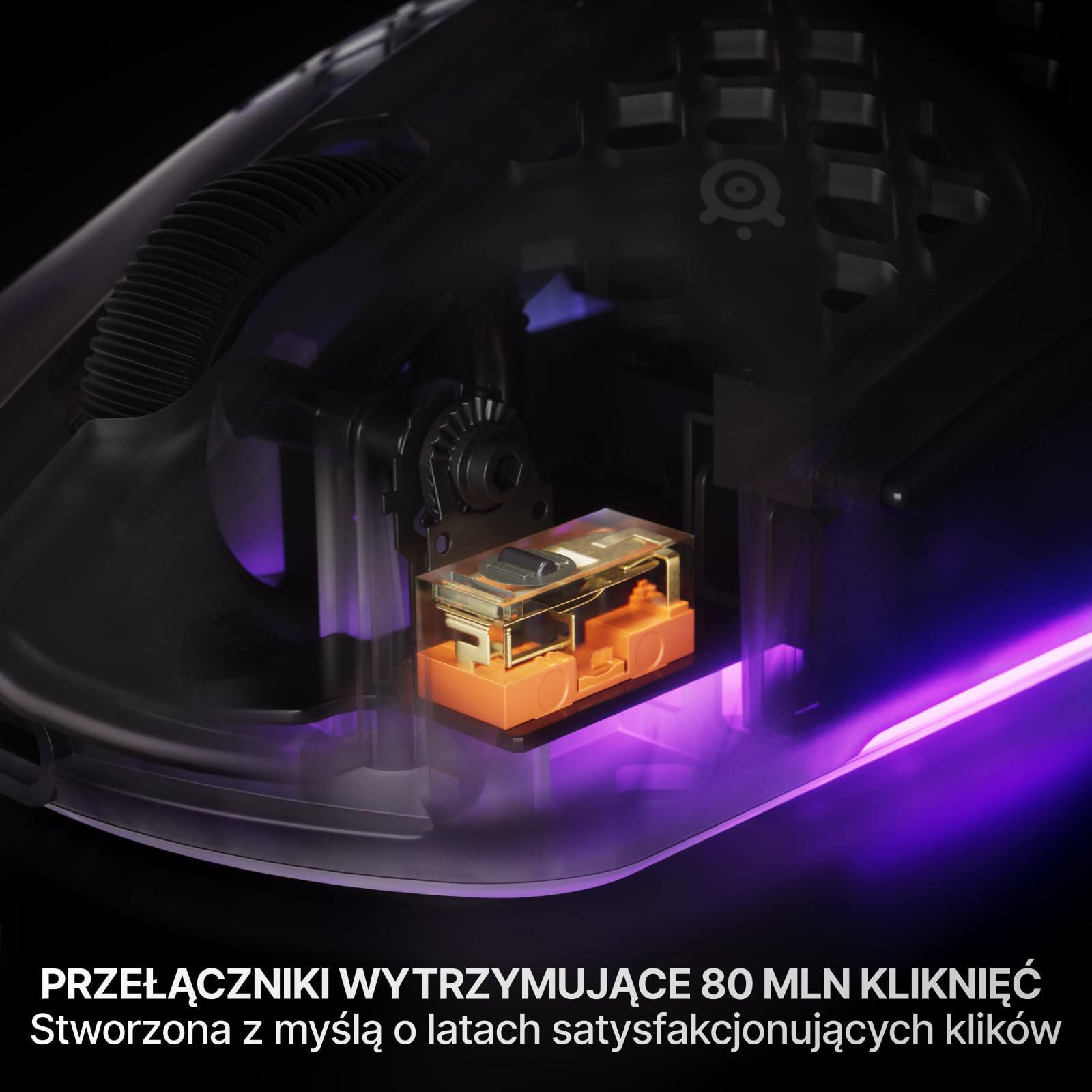 SteelSeries Aerox 3 Wireless Gen 2 – superlekka mysz dla graczy, polling 4K, sensor optyczny 26K DPI, 200 godzin pracy, wodoodporność IP54, 80 mln kliknięć, RGB, ślizgacze 100% PTFE, Shadow