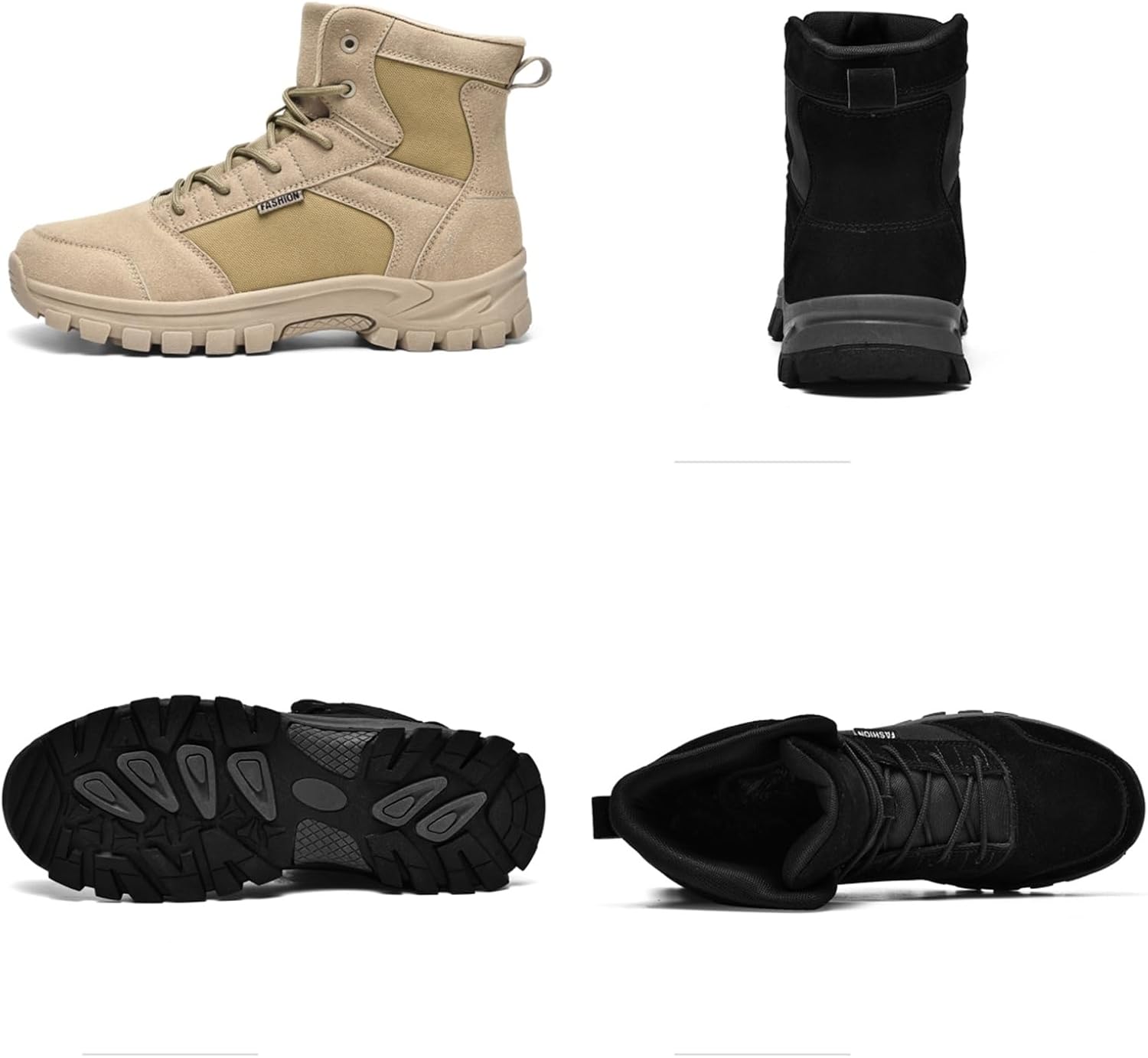Men's High Top Suede Leather Military Tactical Boots 6 Inch Lightweight Waterproof Outdoor Hiking Desert Combat Motorcycle Boots for Backpacking Travel Army Jungle Hunting