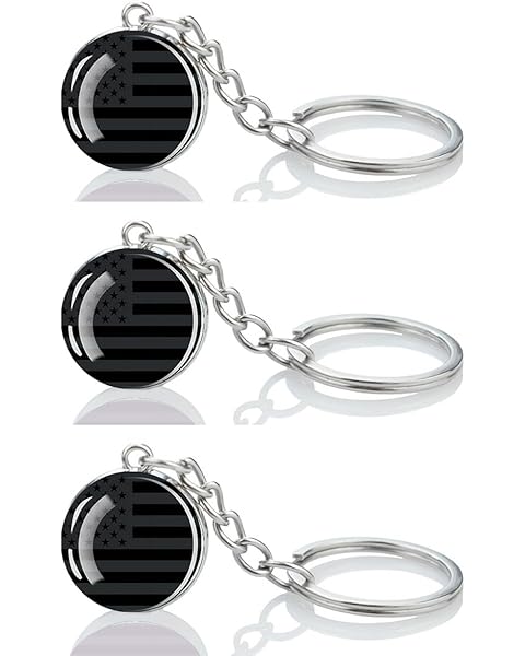 3 Pcs Black America Flag Key Chain,Cool Keychain for Car Keys,Stainless Steel Keyri...