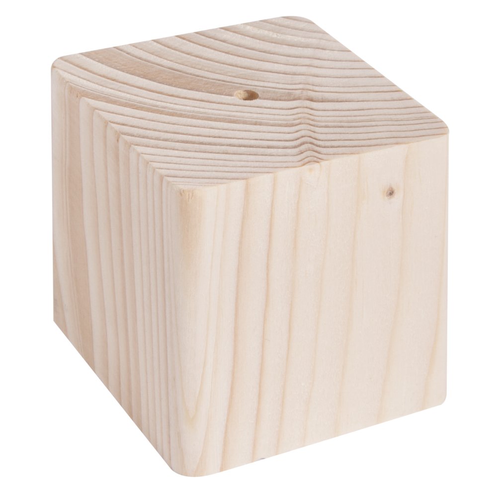 Rayher Expositor madera maciza, cubo 6,5x6,5x6,5 cm, base con perforación, decoración, 62837000