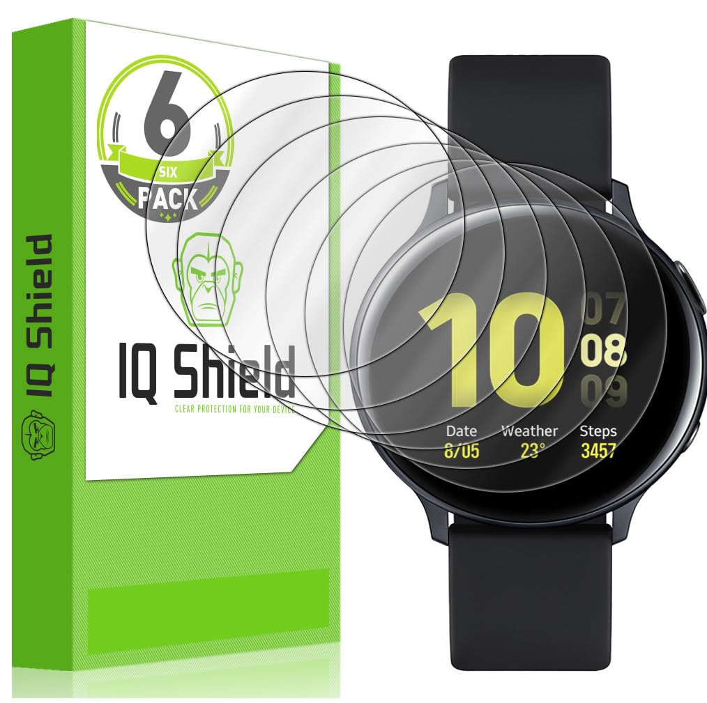 IQShield Screen Protector Compatible with Samsung Galaxy Watch Active2 (44mm, 2019)(6-Pack) LiquidSkin Anti-Bubble Clear Film