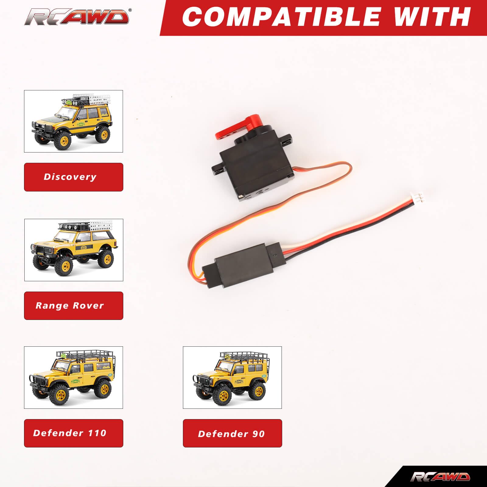 RCAWD Ensemble de servomoteurs de direction en métal 9 g et klaxon de bras servo 15T pour FMS 1/24 FCX24M Series Upgrades Part (rouge)