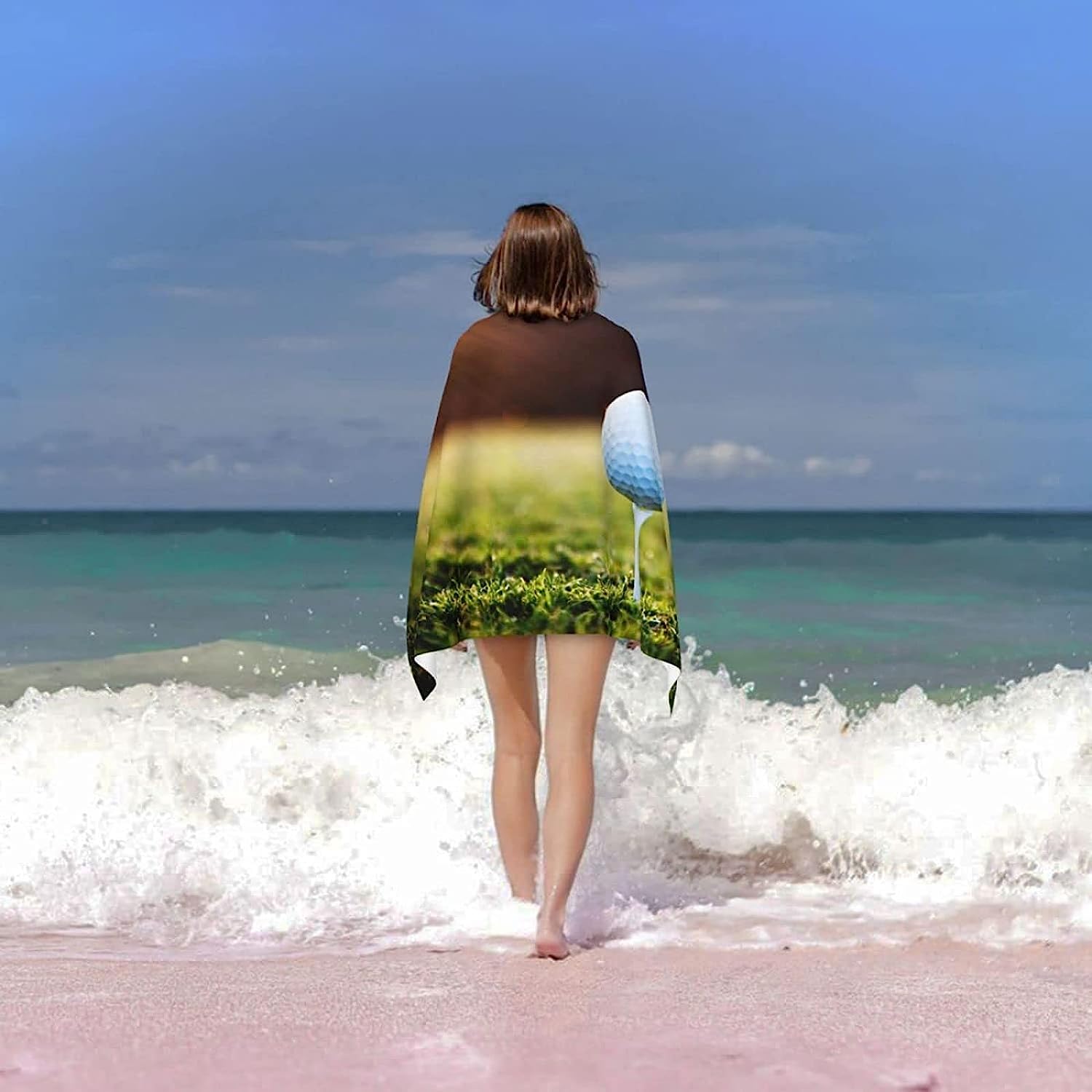 Badetuch 150 X 200 cm, Mikrofaser Schnelltrocknend Strandtuch 3D Weißer Golf Strandhandtuch Sauna Badehandtuch Yoga Handtuch Strandtücher Strandlaken Duschtuch Duschhandtuch -0N3J+W3B