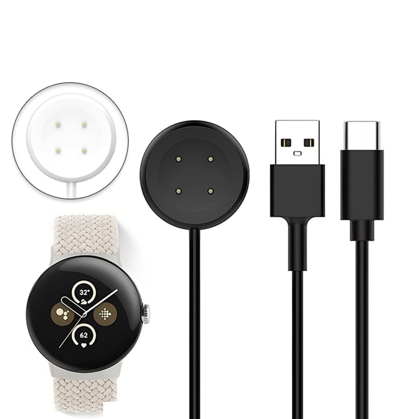 MOOKEENONE 1m/3.3ft Charging Cable Compatible for Pixel Watch 2, Magnetic Charging Cable Adapter for Smart Watch