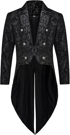 Mens Vintage Tailcoat Jacket Medieval Steampunk Frock Coat Gothic Victorian Tuxedo Jacket Halloween Costume