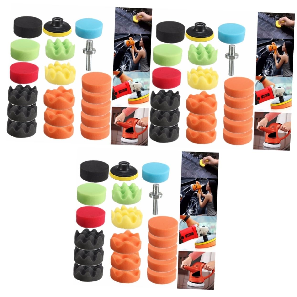 SHERCHPRY 57piezas Kit De Almohadillas Pulidoras para Abrillantar y Pulir Automóviles Discos De Esponja para Pintura y Detalle De Carro para Acabados Profesionales y Pequeñas Áreas