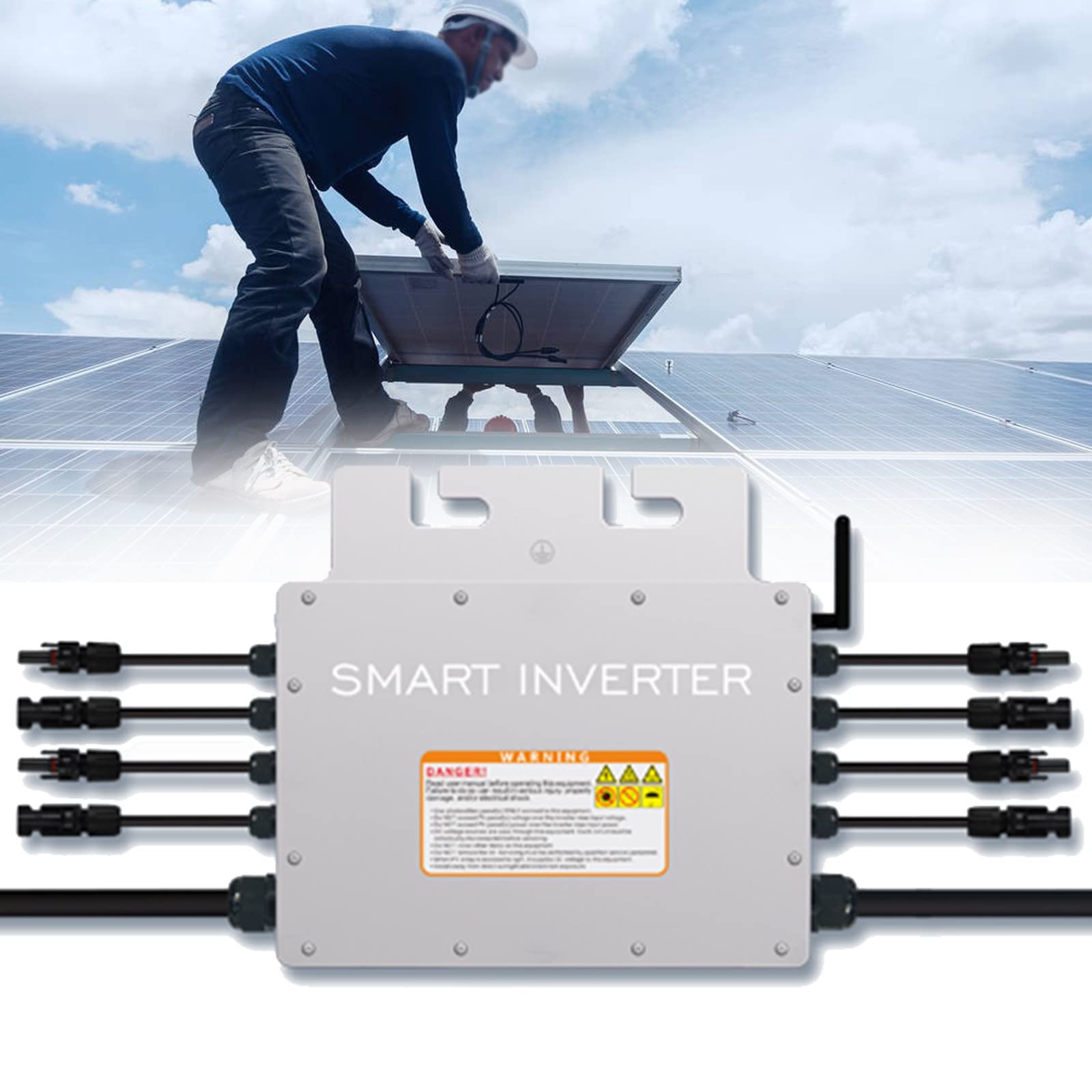 Micro Solar Inverter, Wodoodporny solarny falownik sieciowy Ip65, Mikroinwerter sieciowy 1000/1200/1400 W, automatyczna identyfikacja 120/230 V i MPPT, do zewnętrznego dachu,1000W