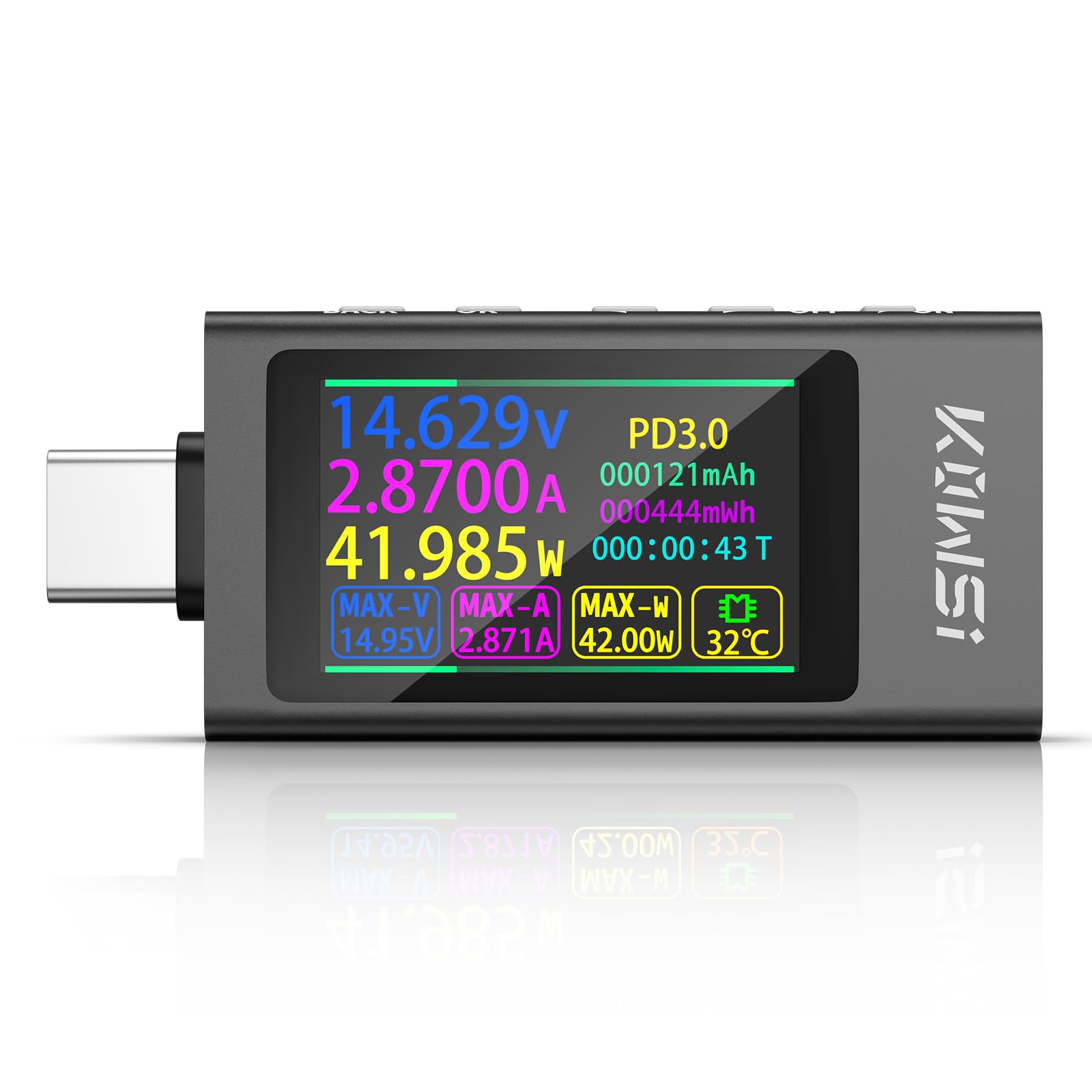 USB C Tester Power Meter, 3.3-40V 0-12A Type C PD Load Tester, Digital Multimeter USB Power Bank Capacity Tester Cable Charger Detector, Voltage and Current Tester Meter Voltmeter (KWS-X1)-image-46