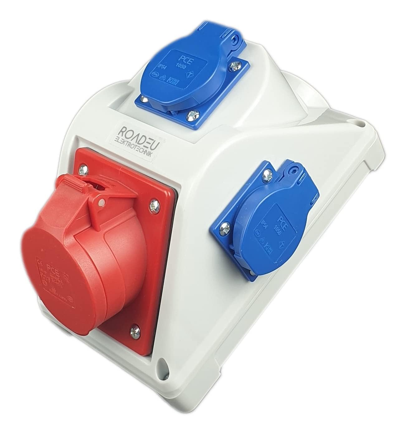 RoadEu IP67 – Verdeelkast Buiten met 2 Wandcontactdozen 230V met randaarde 1 CEE 16A 5P, Waterdichte Stroomverdeler Voorbedraad voor Tuin, Werkplaats en Bouwplaats RoadEu IP67 – Verdeelkast Buiten met 2 Wandcontactdozen 230V met randaarde 1 CEE 16A 5P, Waterdichte Stroomverdeler Voorbedraad voor Tuin, Werkplaats en Bouwplaats