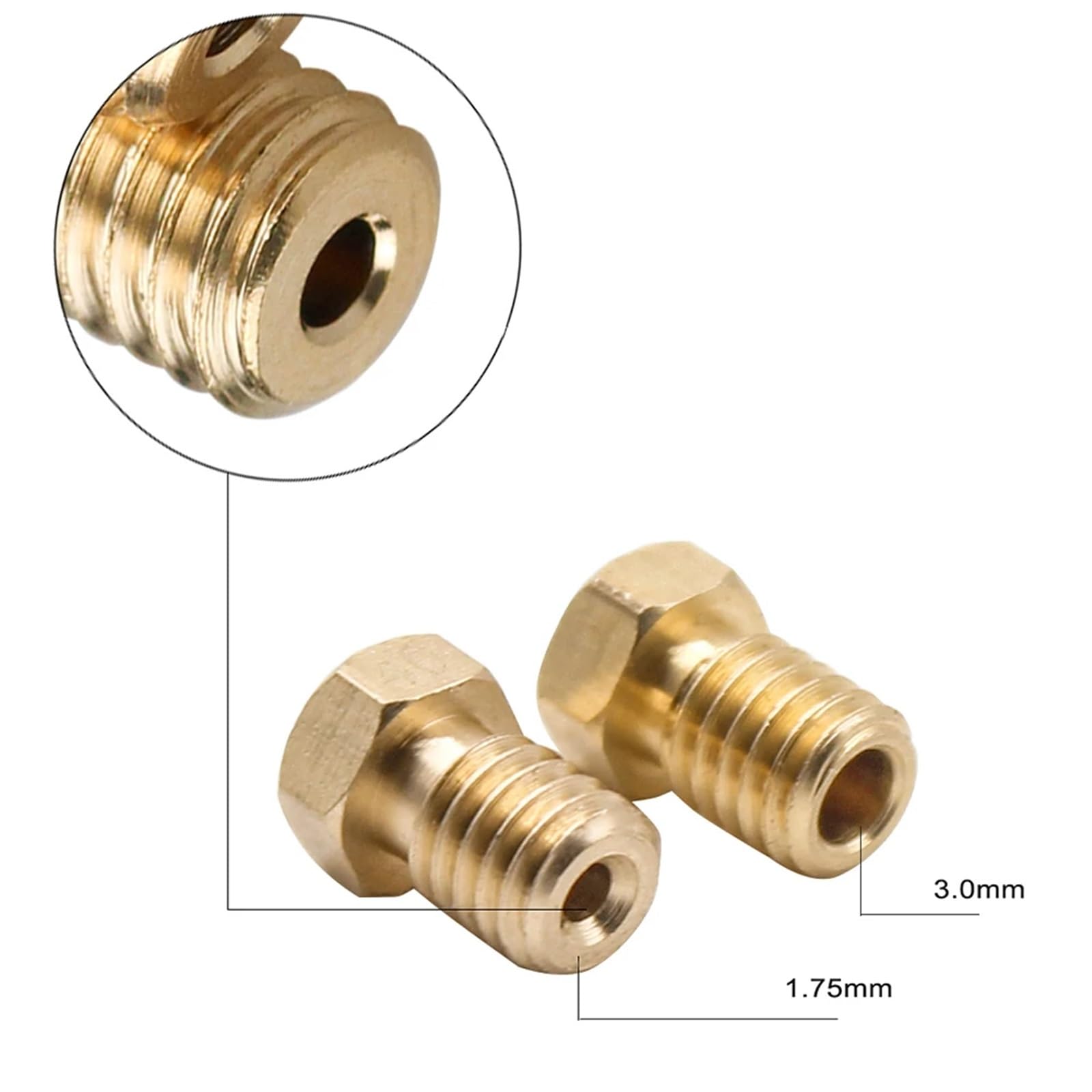 20 Stück 3D-Drucker-Düse für 1,75 mm Filament, 3D-V6-Düsen, Messing, Kupfer, Druckkopf, 0,4 mm, 0,5 mm, 0,6, 0,8 mm Düsen (0,4 mm)