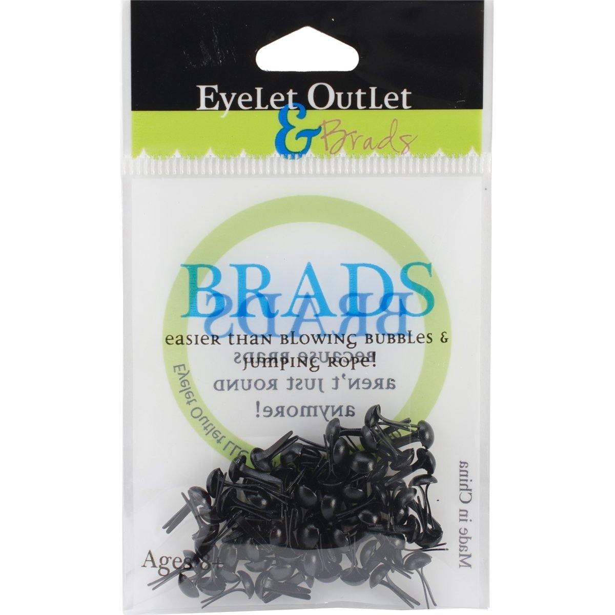 Eyelet Outlet Round Brads, 4mm, Black