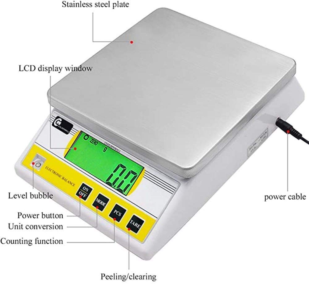 CGOLDENWALL 5kg x 0.1 g Digitale Laborwaage mit Elektronischer Präzision 3-10kg Optional Industrielle Waage für das Wiegen und Zählen von Waagen g/ct/lb/oz/DWT/tl Multi-Units