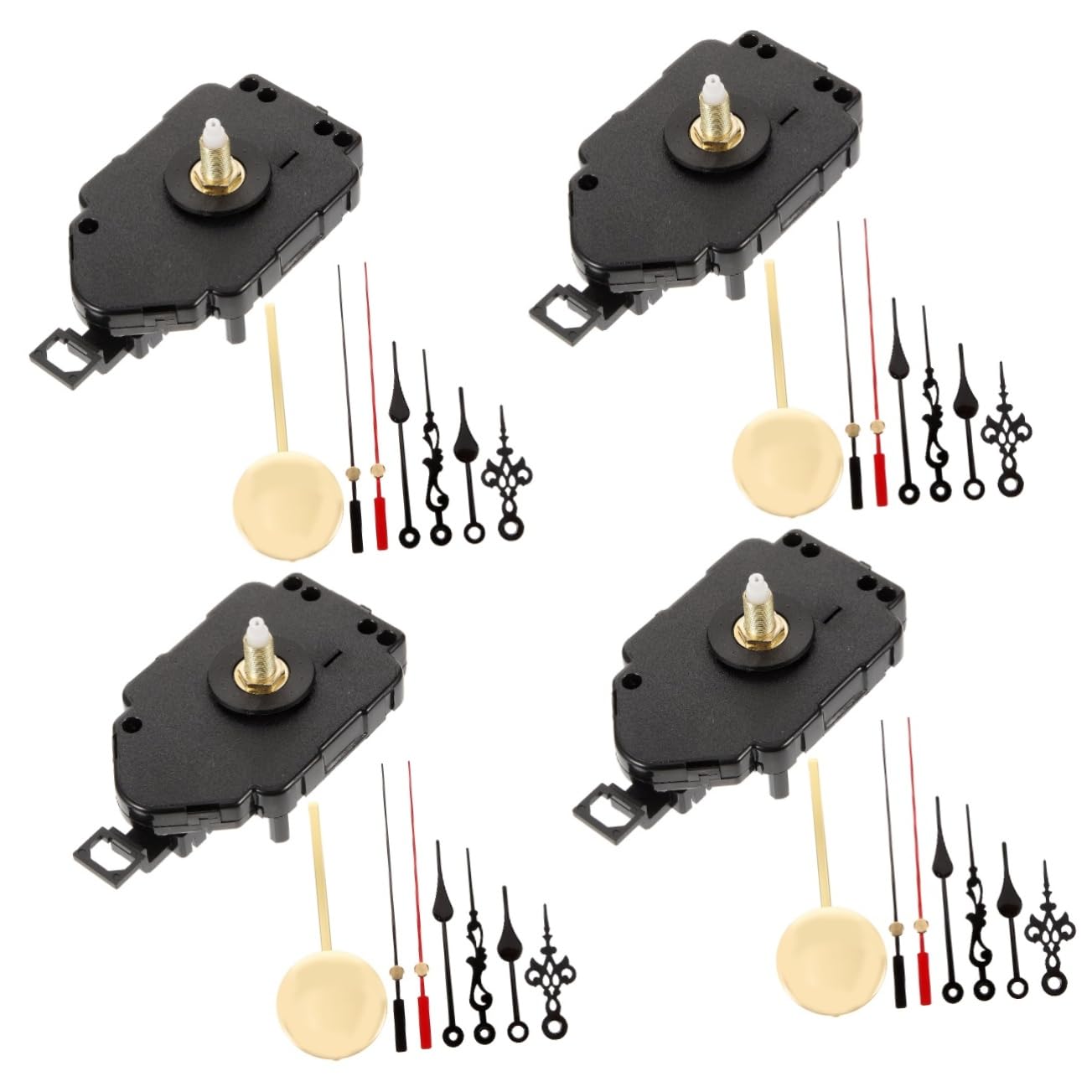 Lurrose 4 Ensembles kit de mécanisme d'horloge Bricolage mécanisme d'horloge à Quartz Horloge Murale à Pendule Mécanisme d'horloge muet d'horlogerie à remplacer Le Fer