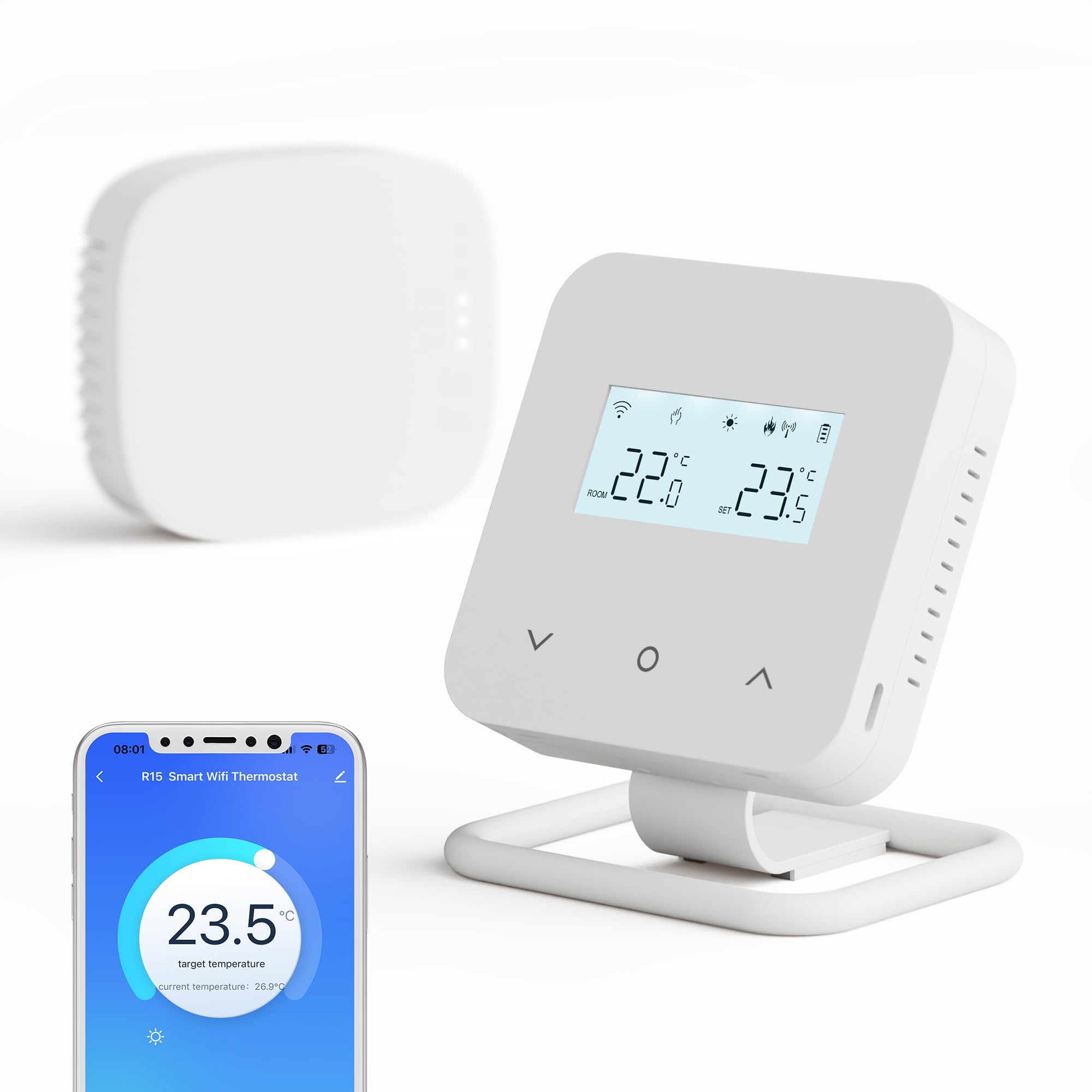 Termostato WiFi Inteligente, Apto para calderas de Gas, cronotermostato programable Diario, con baterÃa Digital Inteligente, Compatible con Alexa y Google Assistant - Control Tuya