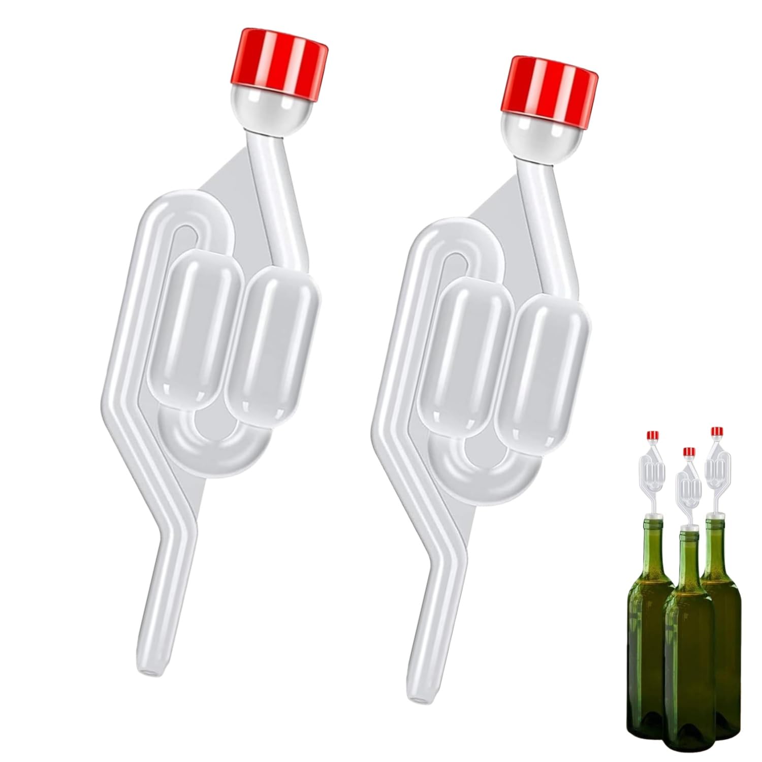 Zpeiran Fermentation Tube Airlock,2PCS Fermentation Tube Fermentation Attachment Set with Plastic Iid One-Way Brewing Valve for Wine Beer Making Sauerkraut Fermentation Kimchi