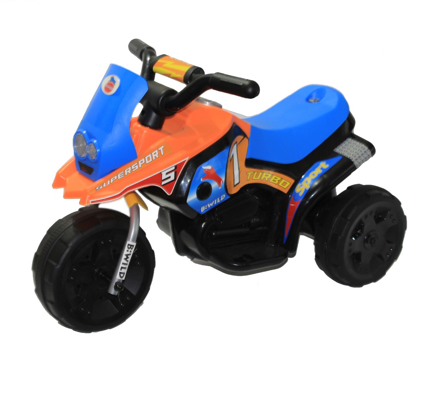 Brunte Turbo Battery Operated Sports Bike Orange Blue With Light And Sound