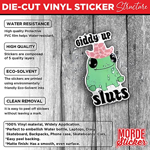 Giddy Up Sluts Frog Sticker Frogs Cow Cowboy Cowgirl Funny Howdy Die-Cut Waterproof Vinyl Sticker For Laptop Water Bottle Phone Case Cars Merchandise Decor Decal Stuff Gift Idea For Her Him Adults Kid #TOP2