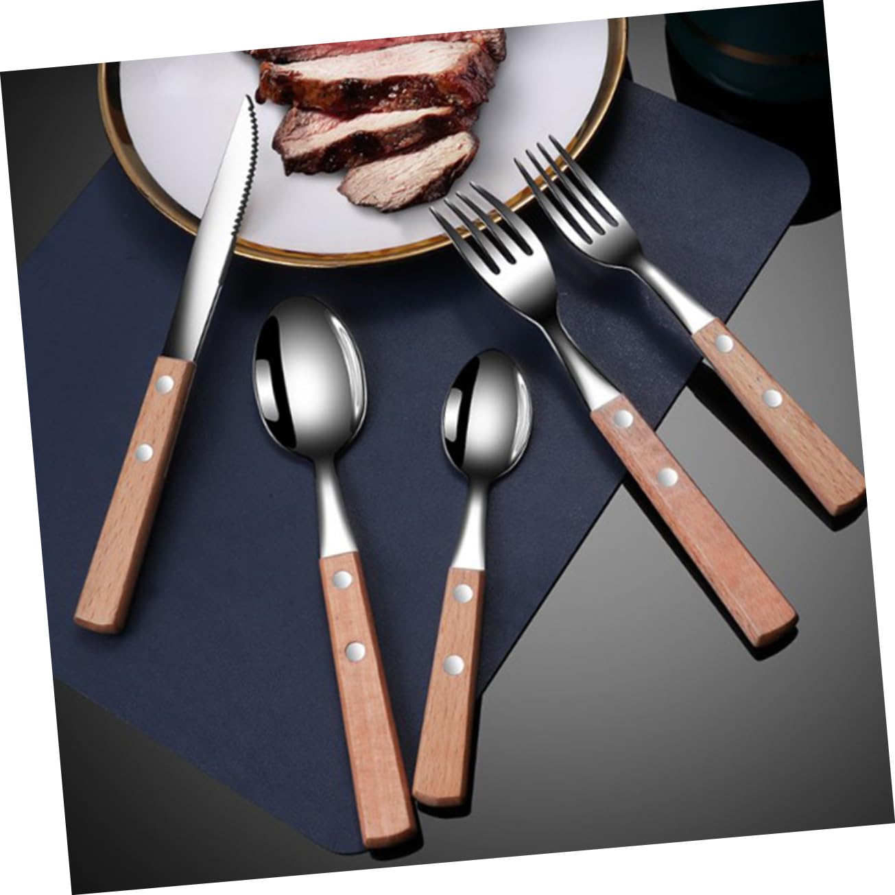 3juegos Cubiertos De Acero Inoxidable Mango De Set Portátil Para Buffet y Fiestas Incluye Cuchillo Cuchara y Tenedor